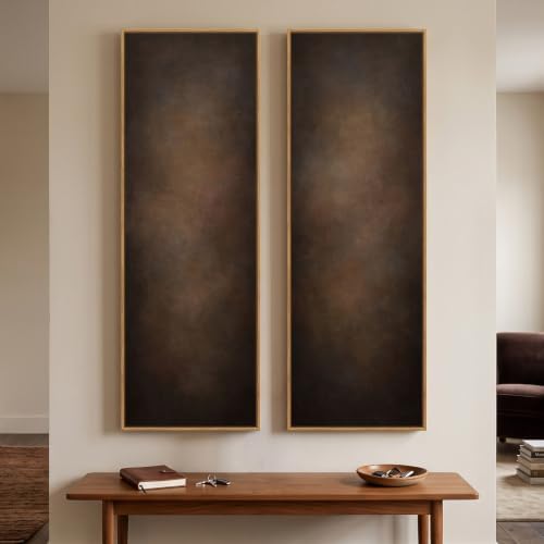 Large Framed Brown Abstract Vertical Wall Art Set - Image 4
