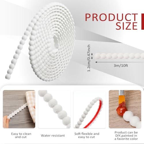 Leinuosen Flexible Bead Molding Trim Peel and Stick White 10ft /12 mm - Image 2