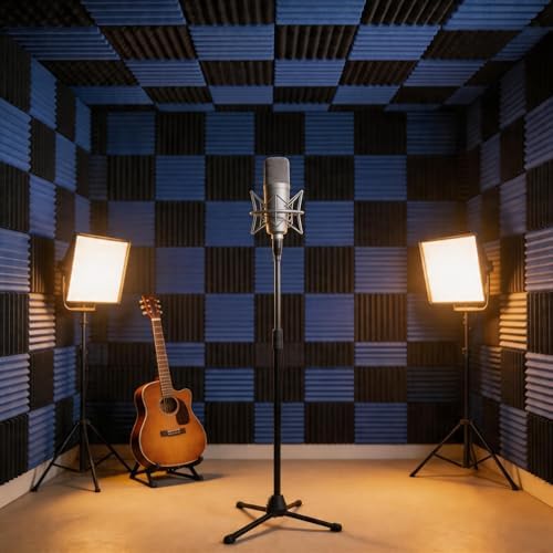 52 Pack Black blue 1" x 12" x 12" Acoustic Wedge Studio Foam Sound Absorption - Image 4