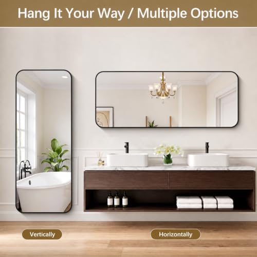 DESBING 60" x 24"Bathroom Mirror, Matte Black Wall Mirror - Image 2
