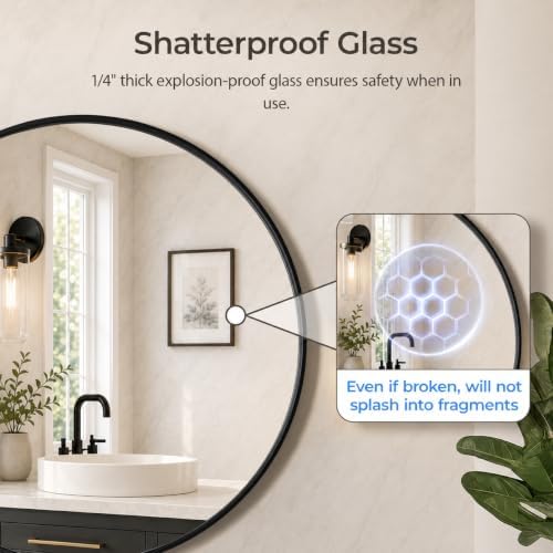 USHOWER 2 Pack 30 Inch Round Bathroom Mirrors - Image 3