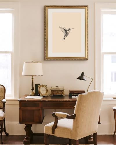 VIYYIEA Gold Framed Hummingbird Wall Art Vintage Canvas Print, 16×20 Inch - Image 2