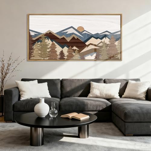 BINCUE Large Mountain Wall Art Framed Boho Wall Decor Mountain Artwork - Image 5