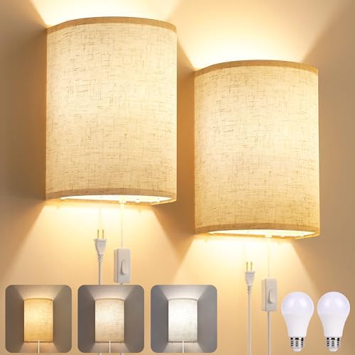 Yunaking Plug in Wall Sconces Set of Two Wall Lights by Yunaking