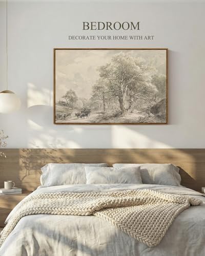 VIYYIEA Large Vintage Landscape Canvas Wall Art, 24x36 Inch, Framed Natural - Image 5
