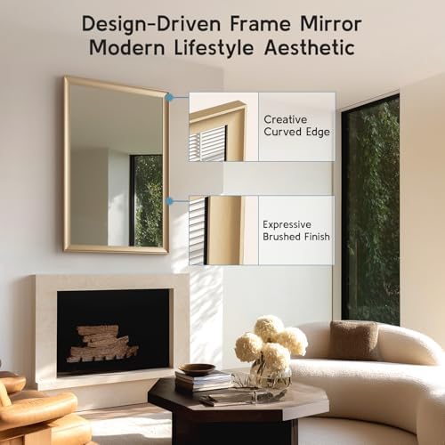 2 Pack Brushed Gold Bathroom Mirrors - Image 3