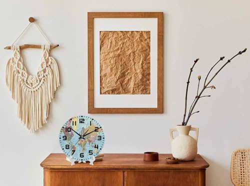 World Map Wall Clock Battery Operated Ocean Mainland Countries Partial Map Wall - Image 3