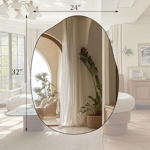 HARRITPURE Irregular Wall Mirror 24"x32" Black Asymmetrical Bathroom Mirror - Image 5