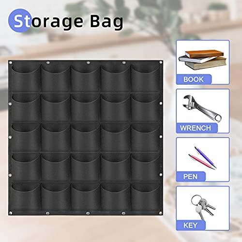 25 Pockets Hanging Planter Bags, Hanging Vertical Wall Mounted Plant Planting - Image 5