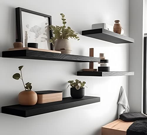 24 Inch Black Wood Floating Shelves - Image 7