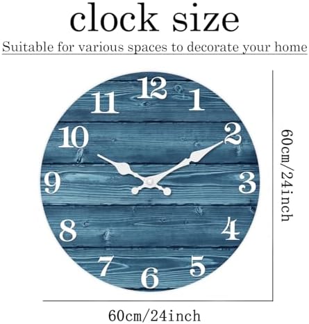 XFM Blue Farmhouse Wall Clocks Battery Operated 24 Inch - Image 6