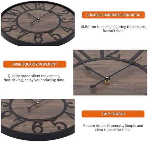LEIKE Large Wall Clocks for Living Room, Non Ticking Silent, Battery Operated - Image 3