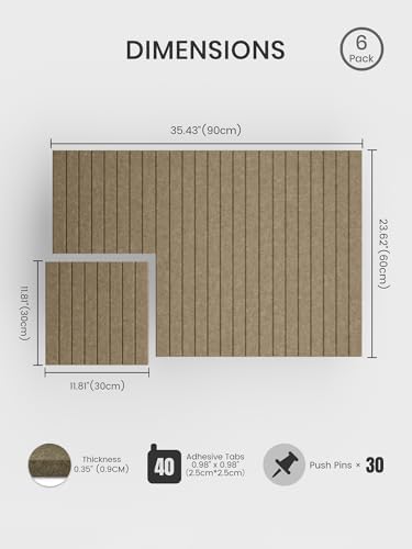 Bumusty 36"x 24" Large Felt Bulletin Board Tiles, Olive Brown - Image 2