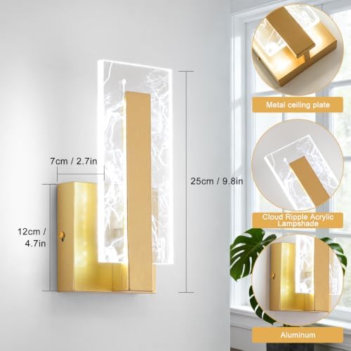 Modern LED Wall Sconces Set of 2, Hardwired Acrylic Wall Light Lighting - Image 2