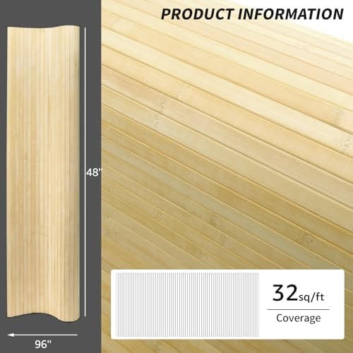 Art3d 48 x 96 in Pole Wrap Natural Bamboo Wall Panel - Image 4