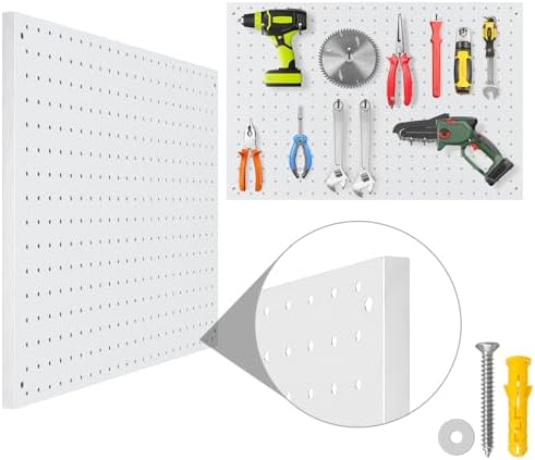 Peg Board, 4 Pack Metal Pegboard Panels White Pegboards Wall Organizer - Image 2