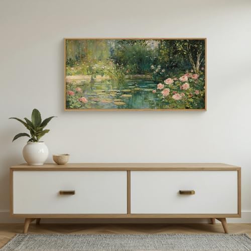 FWIEXA Monet Floral Framed Canvas Wall Art Set, Impressionist Botanical Garden - Image 5