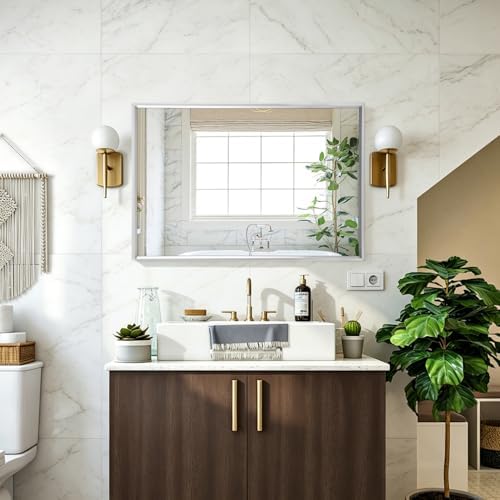 AAZZKANG Metal Frame Mirror Rectangle Wall Mounted Mirrors Large 26"x18" - Image 4