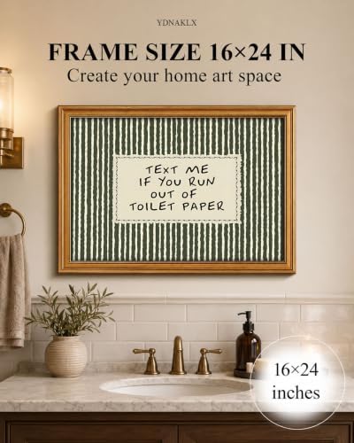 Gold Framed Wall Art, Funny Bathroom Canvas Prints, Text Me If You Run Out Of - Image 2