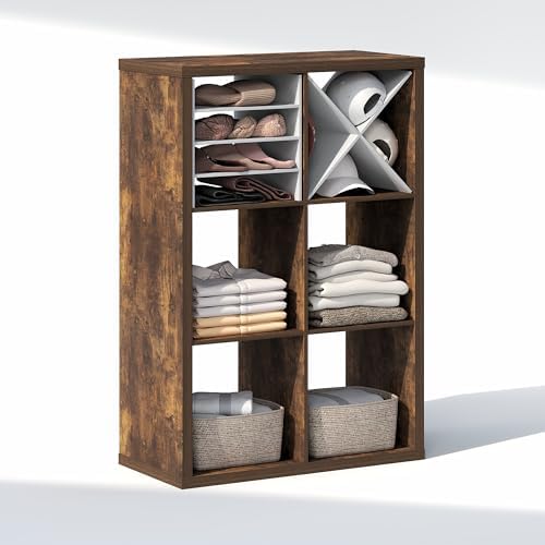 Furinno Cubic Extra Thick 6-Cube Closet Organizers and Storage, Amber Pine - Image 5