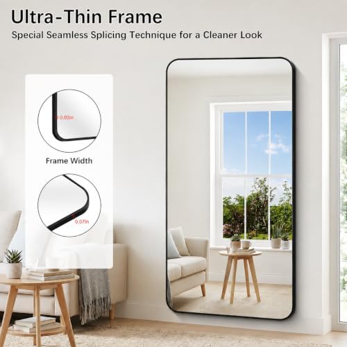 DESBING 72" x 36"Bathroom Mirror, Matte Black Wall Mirror - Image 4