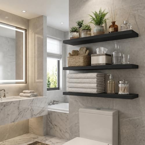 Floating Shelves for Wall, 16 inch Set of 3 Bathroom Shelf Bedroom Kitchen - Image 2