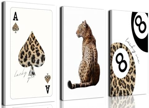 Trendy Leopard Canvas Wall Art Set of 3 by Hwetui