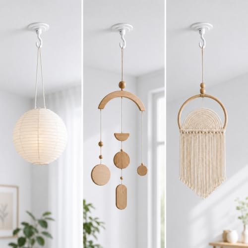 Adhesive Ceiling Hooks for Hanging Plants: 3lb 360 Swivel for Ceiling Decor - Image 3