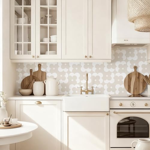 Ismoon Geometric Peel and Stick Wallpaper Boho Begie Contact Paper - Image 2