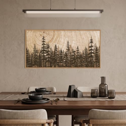 Rustic Pine Tree Forest Framed Canvas Wall Art Set-40"x20"x1 - Image 4