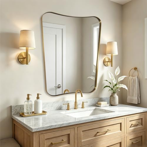 ANDY STAR Irregular 24"x30" Brushed Gold Bathroom Vanity Mirror - Image 6