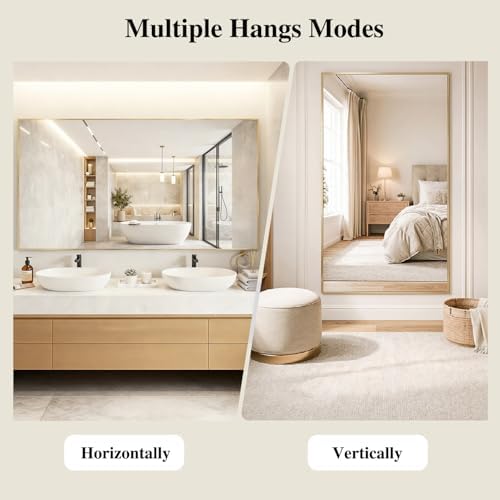 Koonmi Gold Rectangle Wall Mirror, 24x32 Inch Bathroom Mirror, Aluminum Frame - Image 6