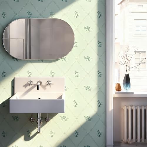 Hopepak Peel and Stick Wallpaper Stripe Floral Wallpaper 17.3"×197" Green - Image 4