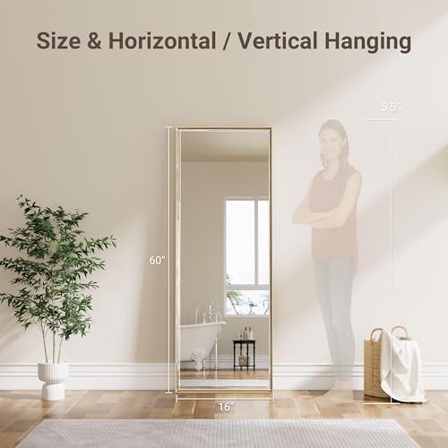 16x60 Inch Brushed Gold Full Length Mirror - Image 3