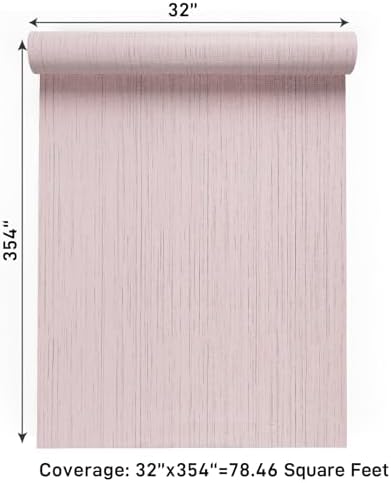 VaryPaper 32''x354'' Large Size Pink Grasscloth Wallpaper Peel and Stick - Image 7