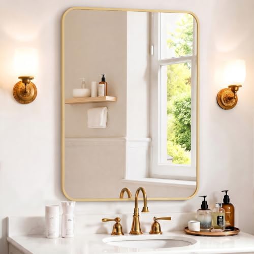 Bathroom Mirror for Wall, 38x26 Inch HD Tempered Glass Vanity Mirror by SageNest