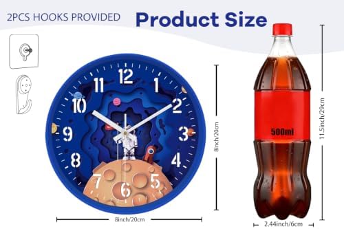 8” Silent Small Wall Clock, Battery Operated Clock - Image 3