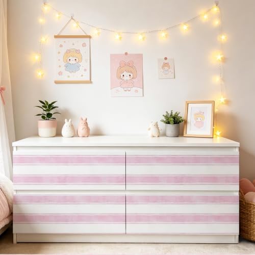 17.3" x 1200" Watercolor Pink Striped Peel and Stick Wallpaper - Image 7
