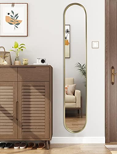 OUSHUAI Gold Full Length Oval Mirror, Narrow Capsule Long Mirrors - Image 4