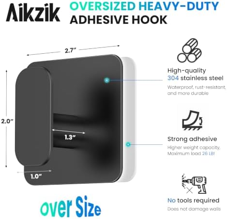 Aikzik 4 Pack Large Heavy Duty Wall Hooks - 26lb Max - Image 3