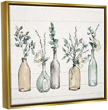 Botanical Bottles and Plants Vases, 16 x 20 Inch Canvas in Floater Frame - Image 2