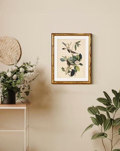 InSimSea Gold Bamboo Framed Wall Art, Neutral Bird Botanical Prints - Image 5