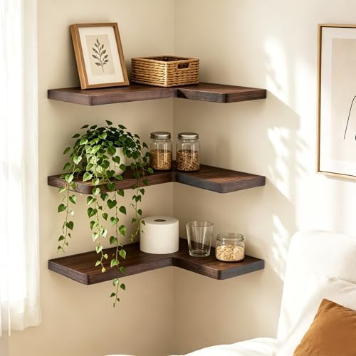 Solid Wood Corner Floating Shelves - Image 2