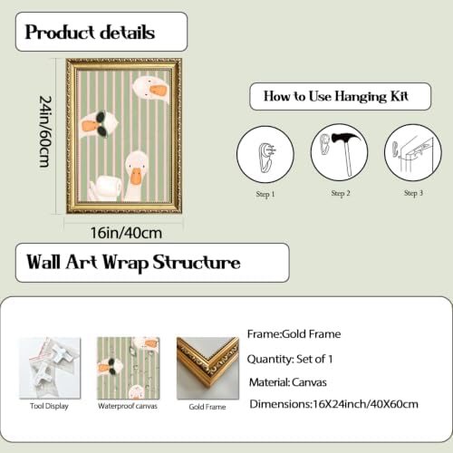 Funny Goose Bathroom Wall Art Cute Silly Gooses Toilet Wall Decor Painting - Image 3