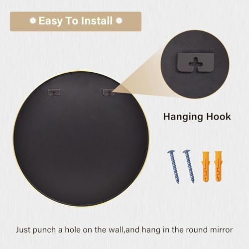 HARRITPURE Round Mirror 36 Gold Wall Mounted Circle Mirrors - Image 6