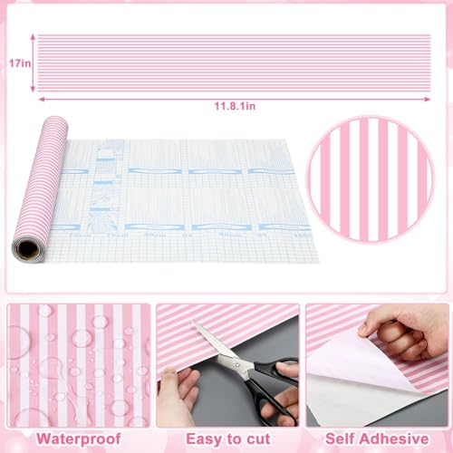 Colarr Pink Striped Peel and Stick Wallpaper 17'' x 118'' Contact Paper - Image 2