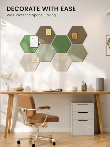 Fluxynara 8-Pack Hexagon Felt Bulletin Board Tiles, Moss Haven - Image 6