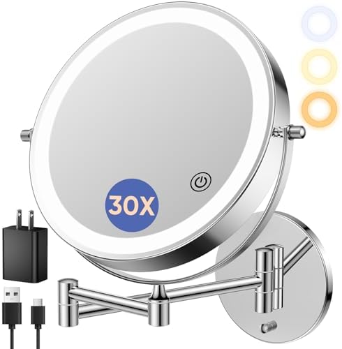 FUNTOUCH 9" Rechargeable Wall Mounted Makeup Mirror by FUNTOUCH