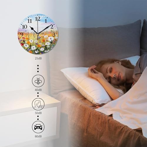 Round Analog Wall Clocks Non-Ticking Silent Clock Battery Operated Clcoks - Image 4