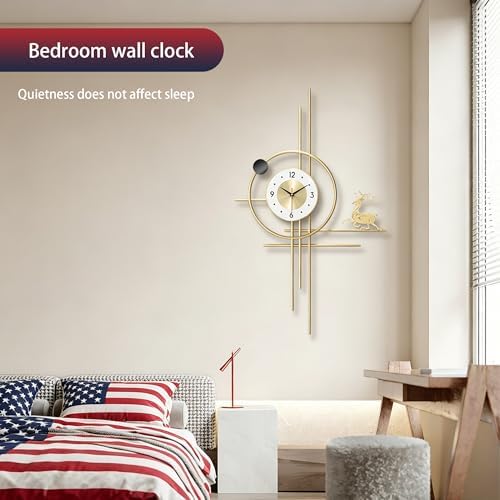 Modern Gold Wall Clock Large Decorative Deer Wall Clock, Minimalist Geometric - Image 6